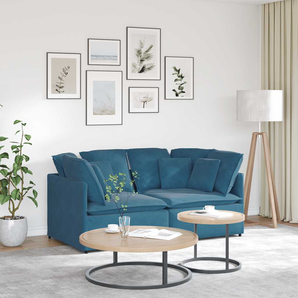 Modulaire bank met kussens fluweel blauw