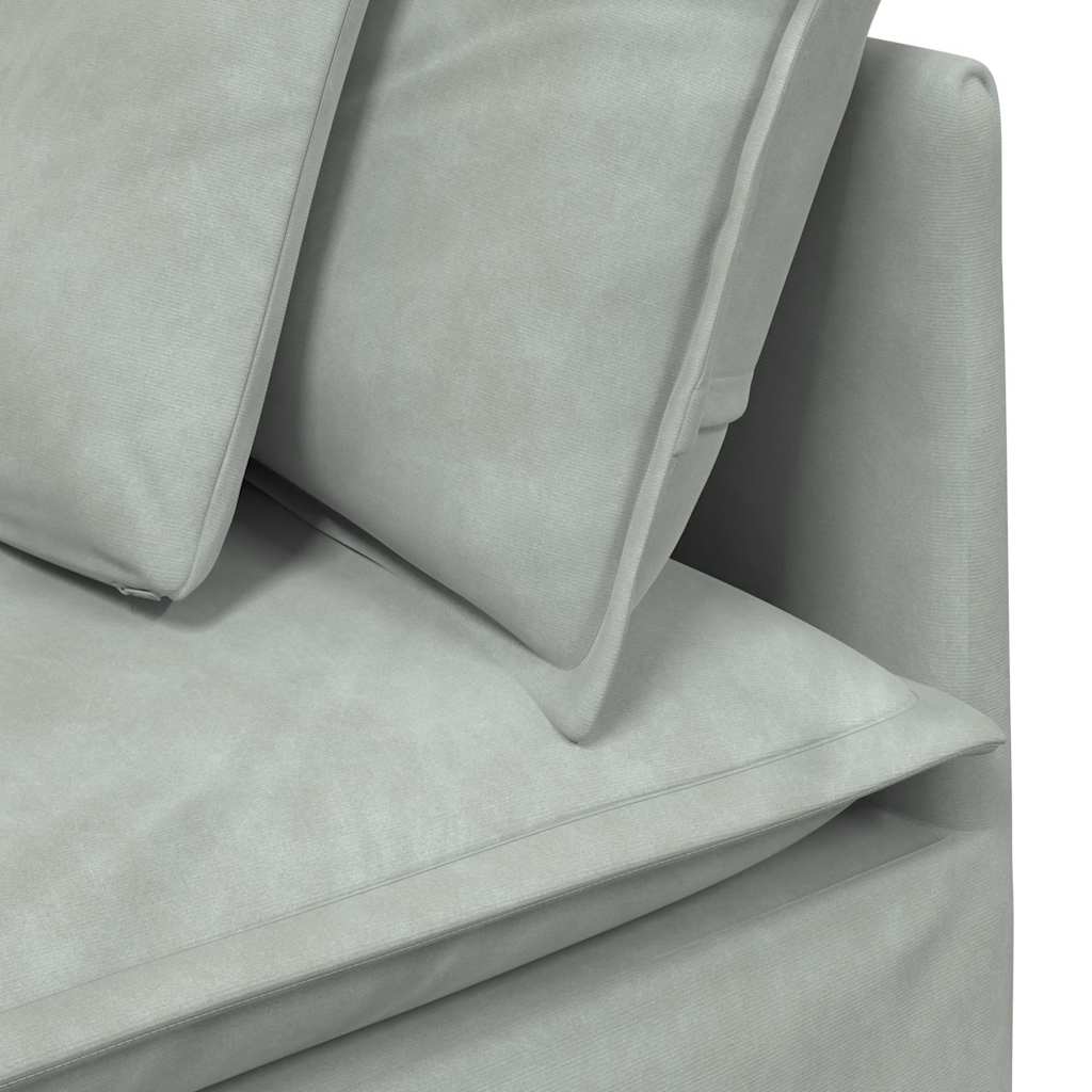 Modulaire bank met kussens fluweel lichtgrijs