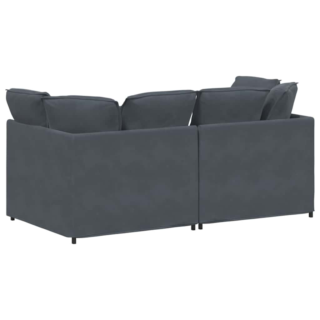 Modulaire bank met kussens fluweel donkergrijs