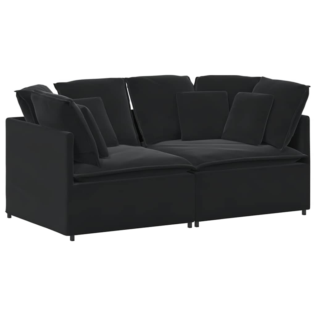 Modulaire bank met kussens fluweel zwart