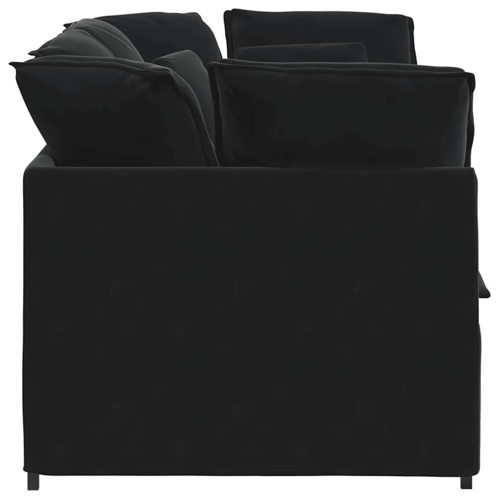 Modulaire bank met kussens fluweel zwart