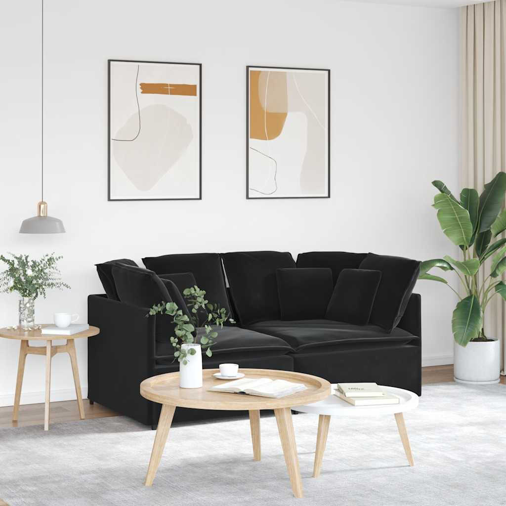 Modulaire bank met kussens fluweel zwart