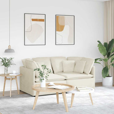 Modulaire bank met kussens fluweel crèmekleurig