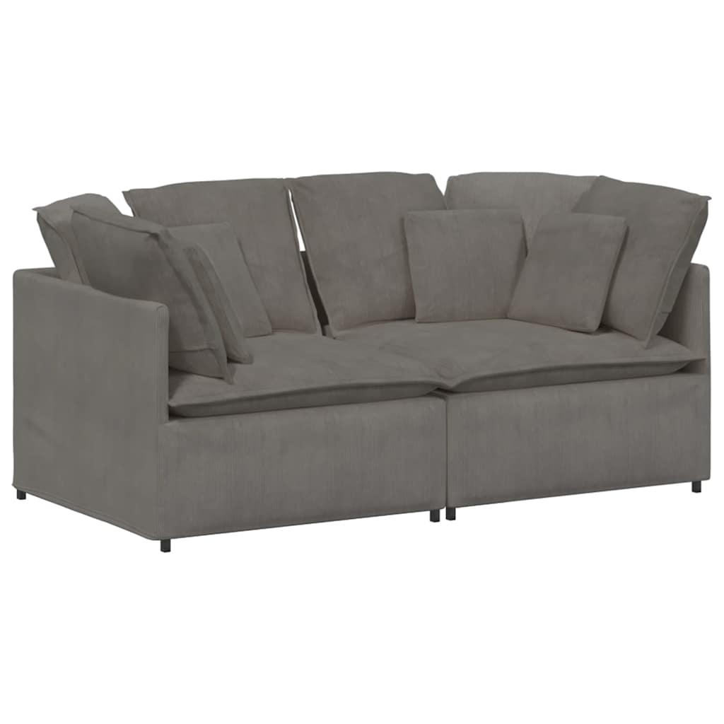 Modulaire bank met kussens corduroy stof lichtgrijs