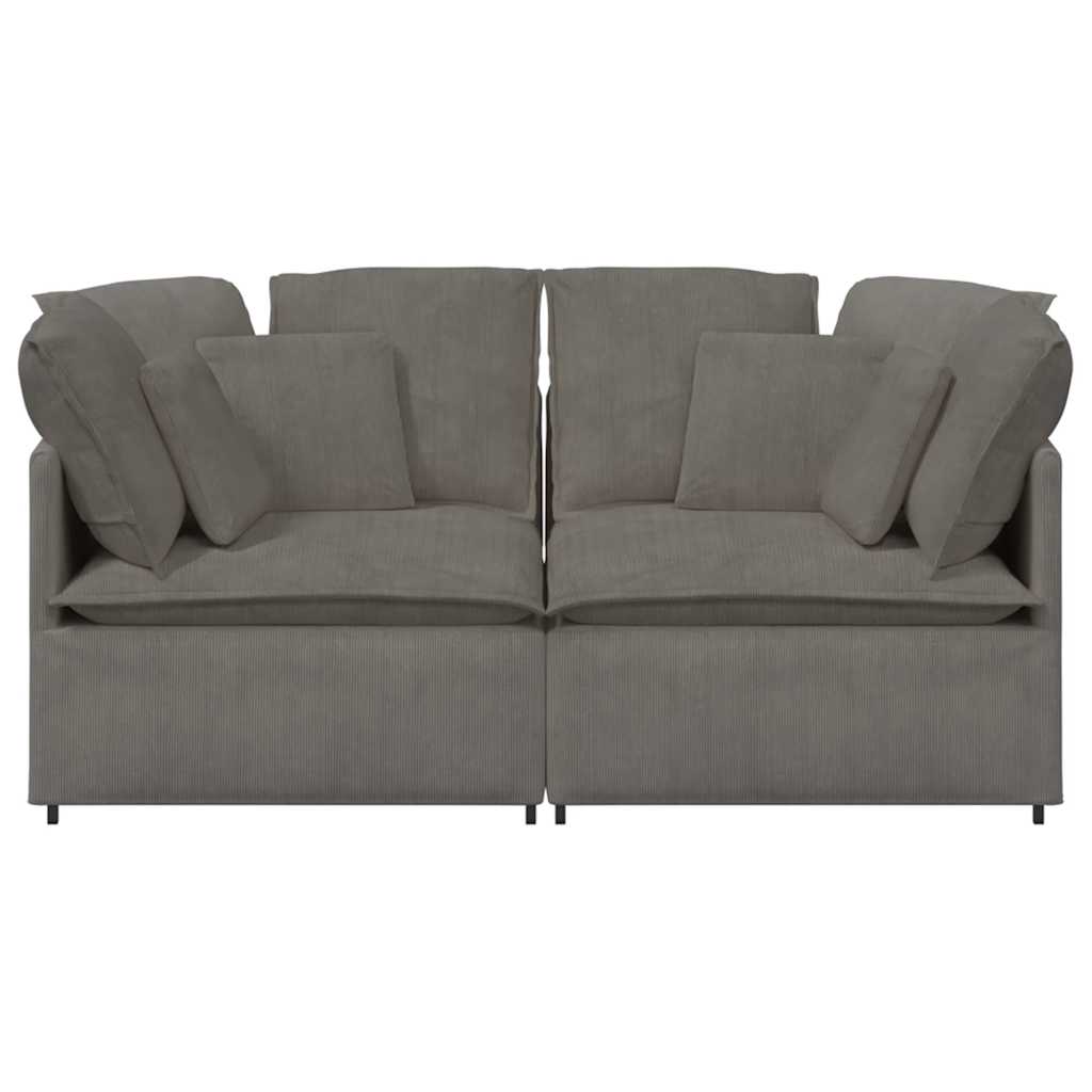 Modulaire bank met kussens corduroy stof lichtgrijs