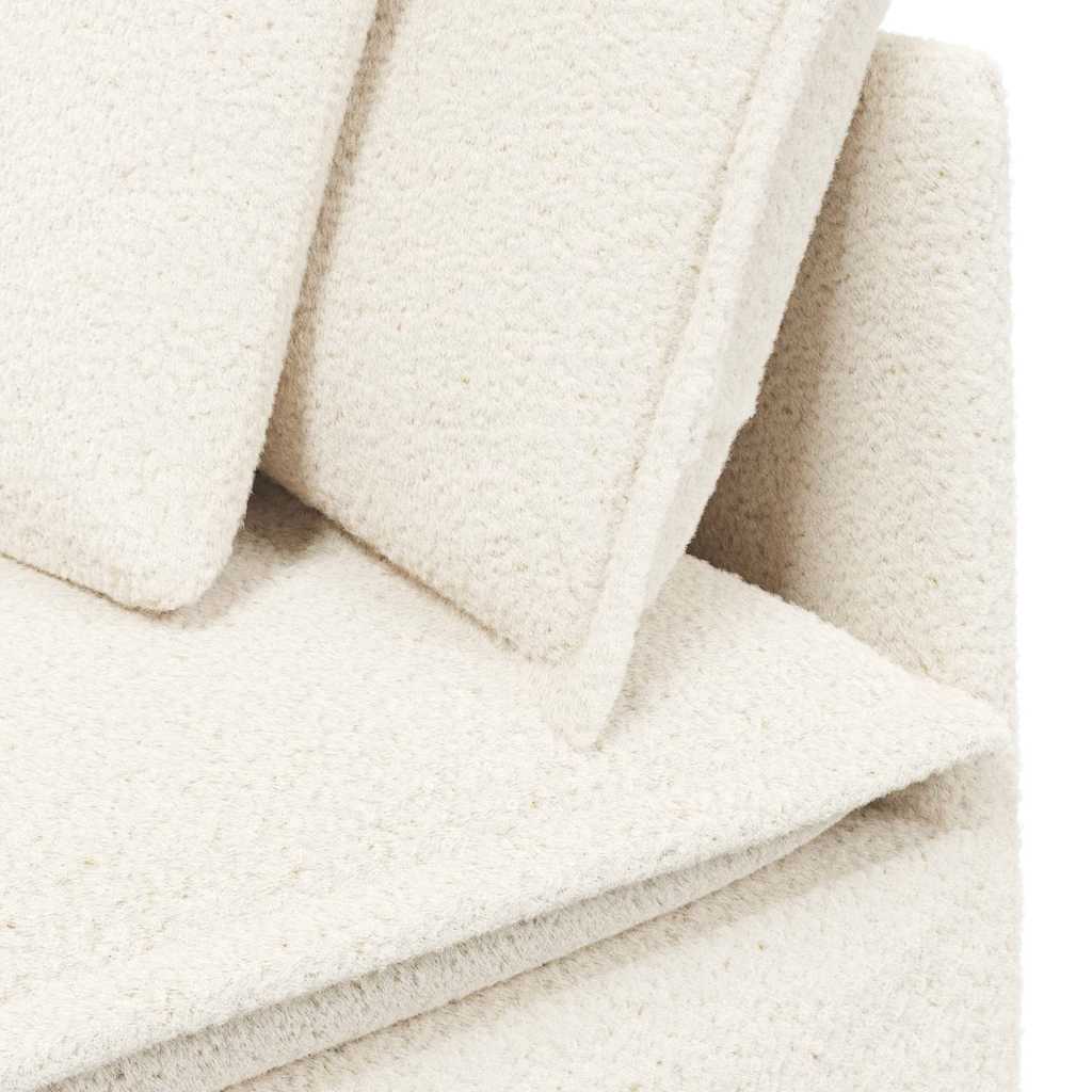 Modulaire bank met kussens gekrulde wolachtige stof crème