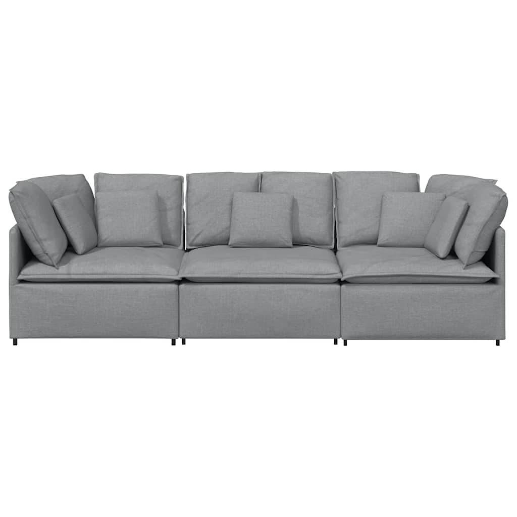 Modulaire bank met kussens stof lichtgrijs