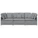 Modulaire bank met kussens stof lichtgrijs