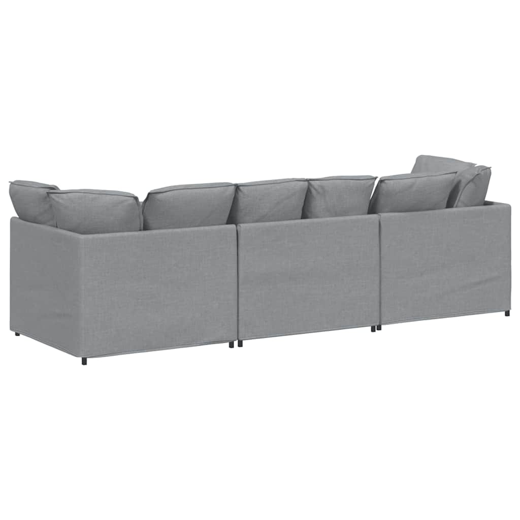 Modulaire bank met kussens stof lichtgrijs