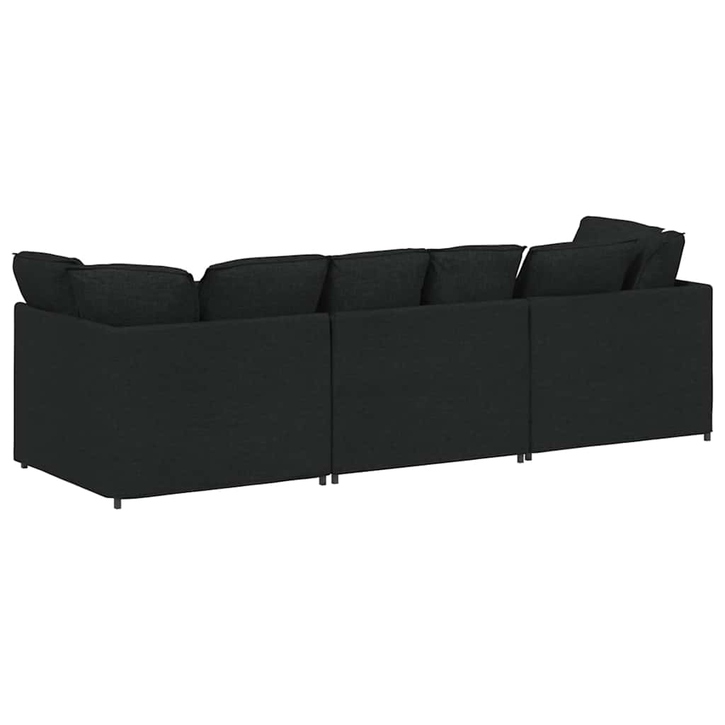 Modulaire bank met kussens stof zwart