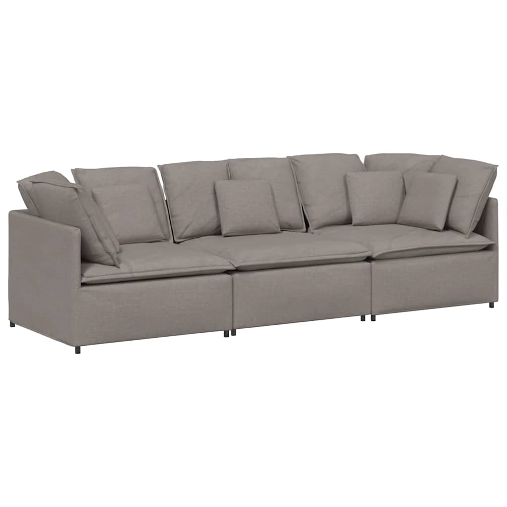 Modulaire bank met kussens stof taupe