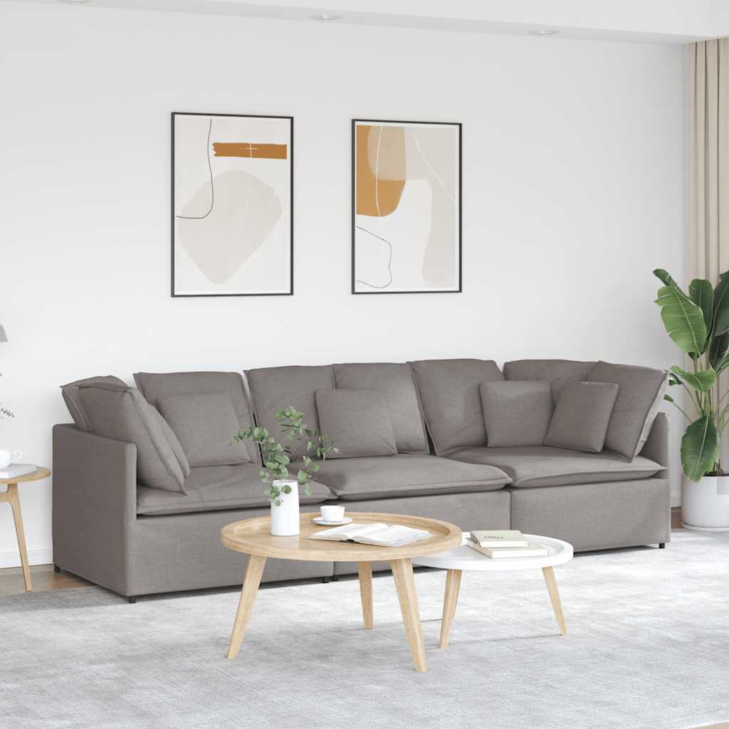Modulaire bank met kussens stof taupe