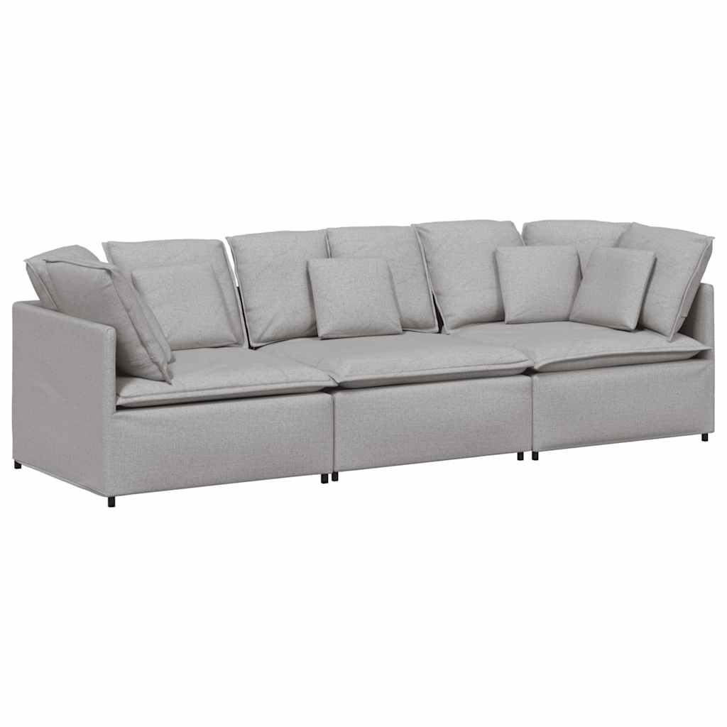 Modulaire bank met kussens stof wolk grijs