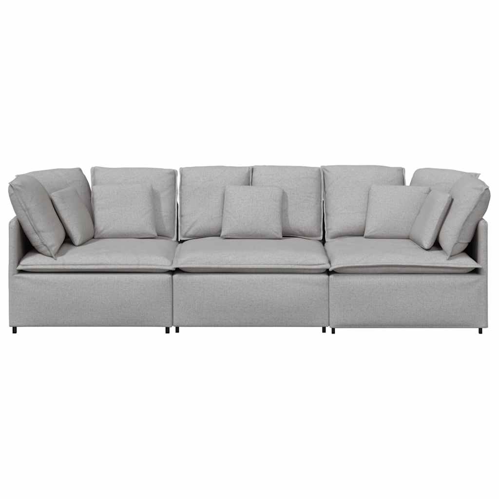 Modulaire bank met kussens stof wolk grijs