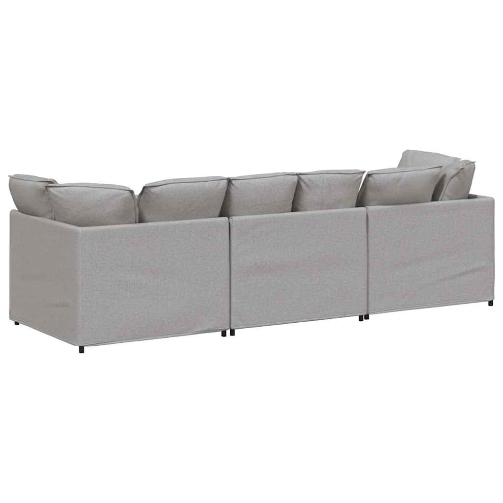 Modulaire bank met kussens stof wolk grijs