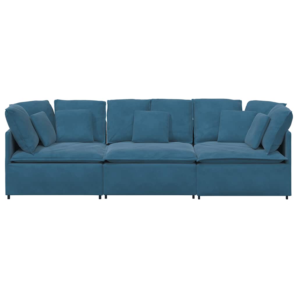 Modulaire bank met kussens fluweel blauw