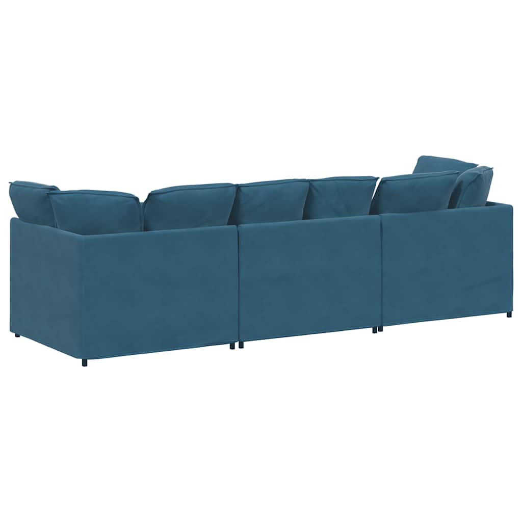 Modulaire bank met kussens fluweel blauw