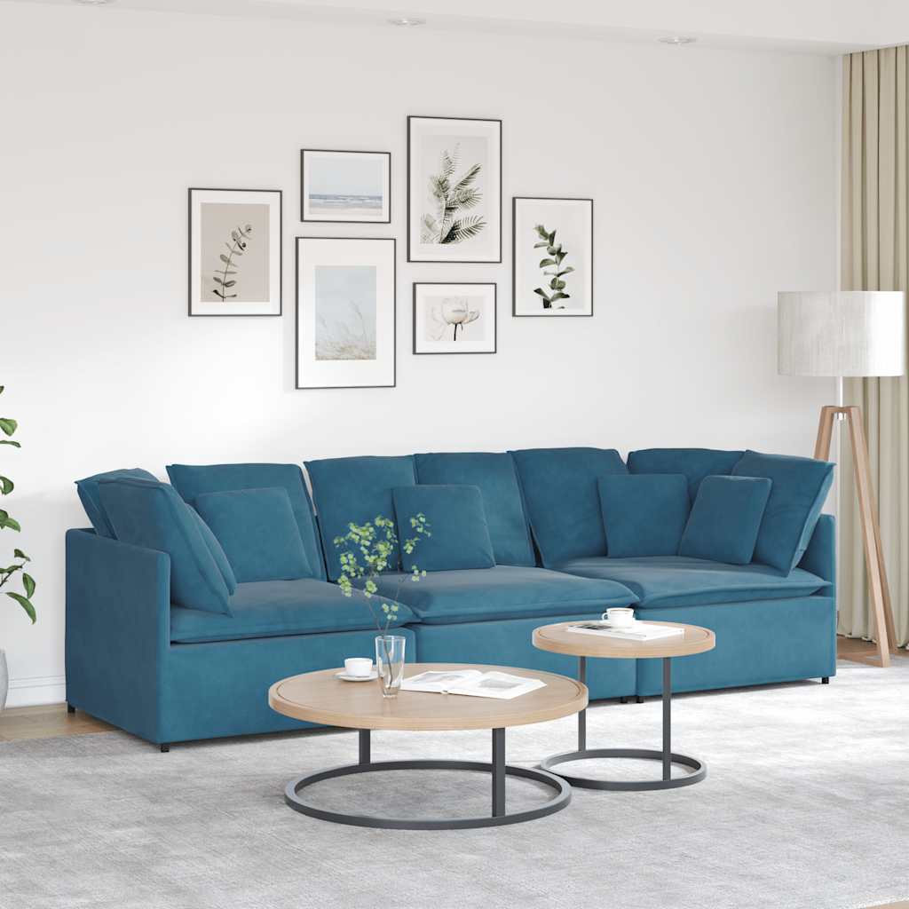 Modulaire bank met kussens fluweel blauw