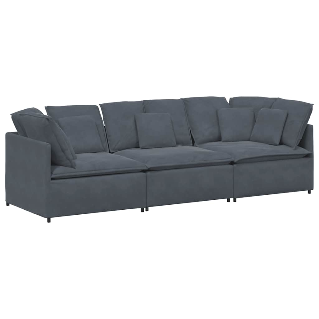 Modulaire bank met kussens fluweel donkergrijs