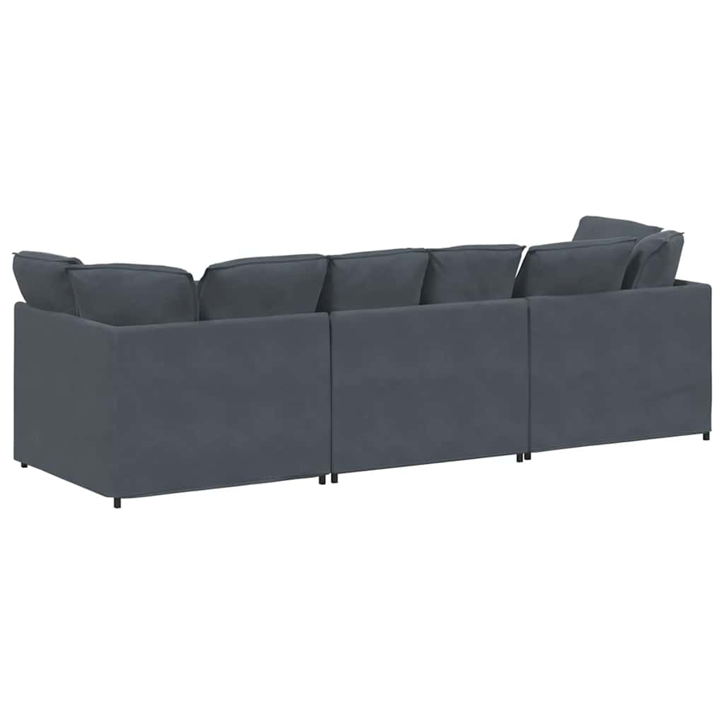 Modulaire bank met kussens fluweel donkergrijs