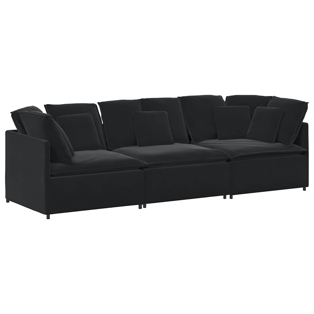 Modulaire bank met kussens fluweel zwart