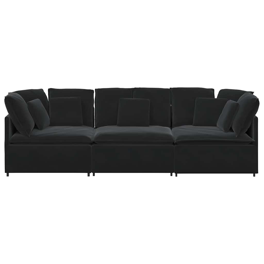 Modulaire bank met kussens fluweel zwart