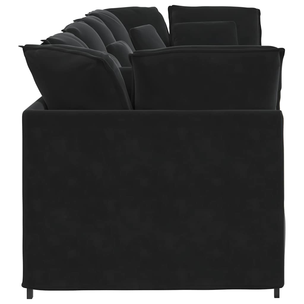 Modulaire bank met kussens fluweel zwart