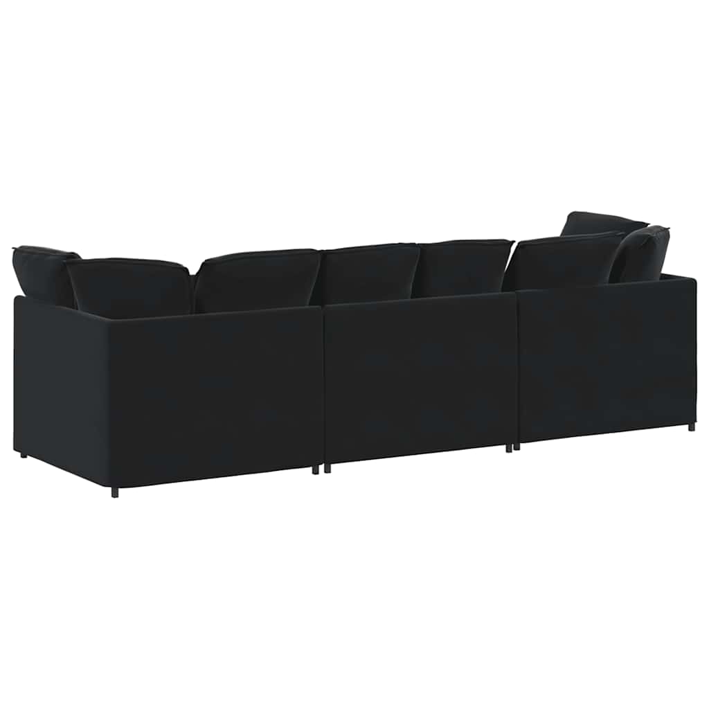 Modulaire bank met kussens fluweel zwart
