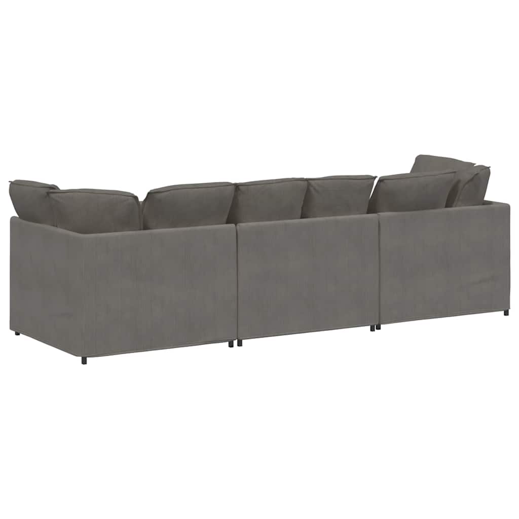 Modulaire bank met kussens corduroy stof lichtgrijs