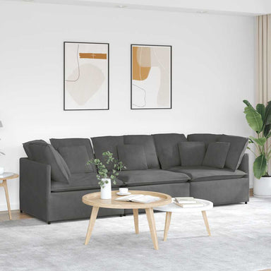 Modulaire bank met kussens corduroy stof donkergrijs