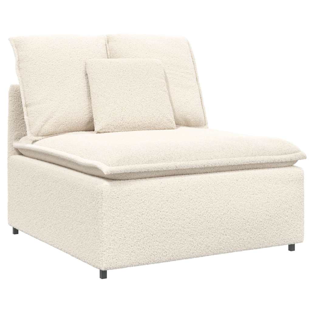 Modulaire bank met kussens gekrulde wolachtige stof crème