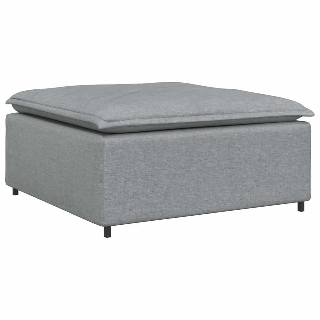 Modulaire bank met voetenbank en kussens stof lichtgrijs