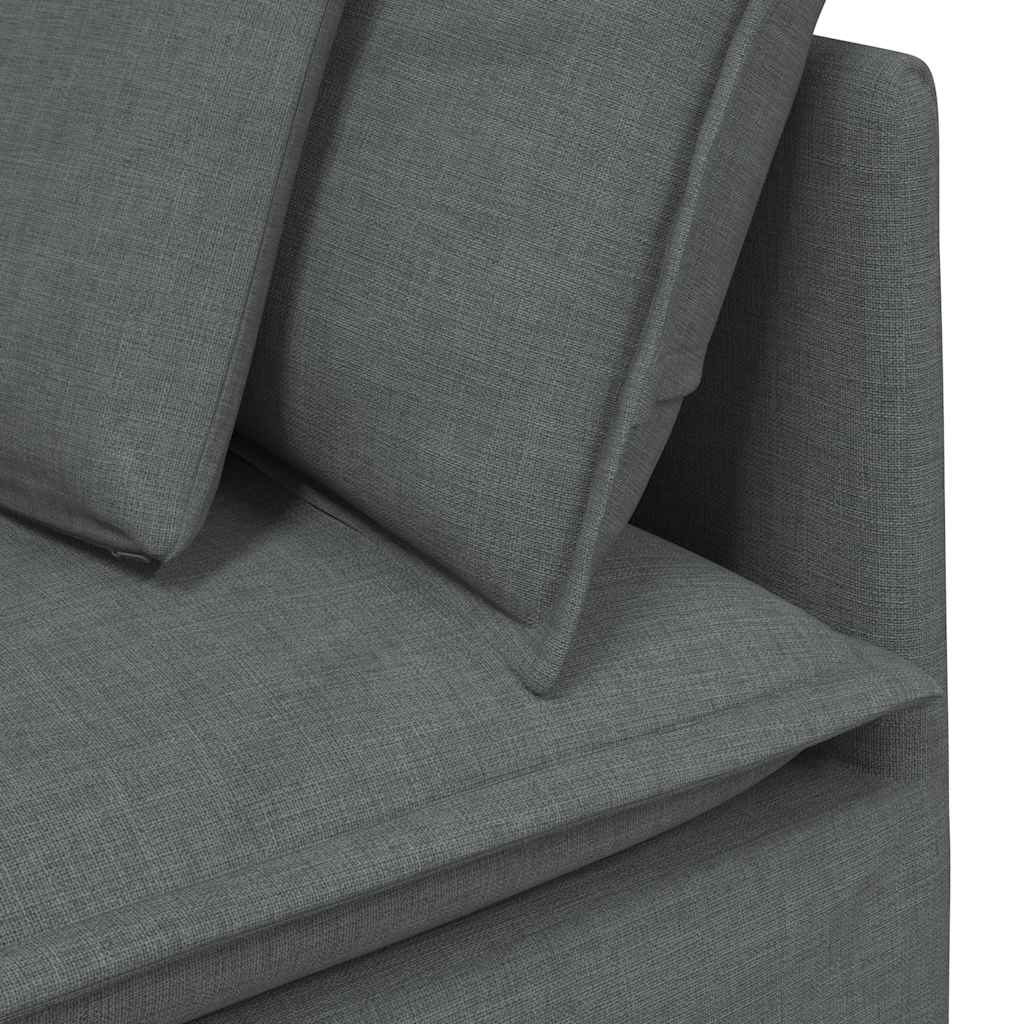 Modulaire bank met voetenbank en kussens stof donkergrijs
