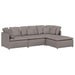 Modulaire bank met voetenbank en kussens stof taupe