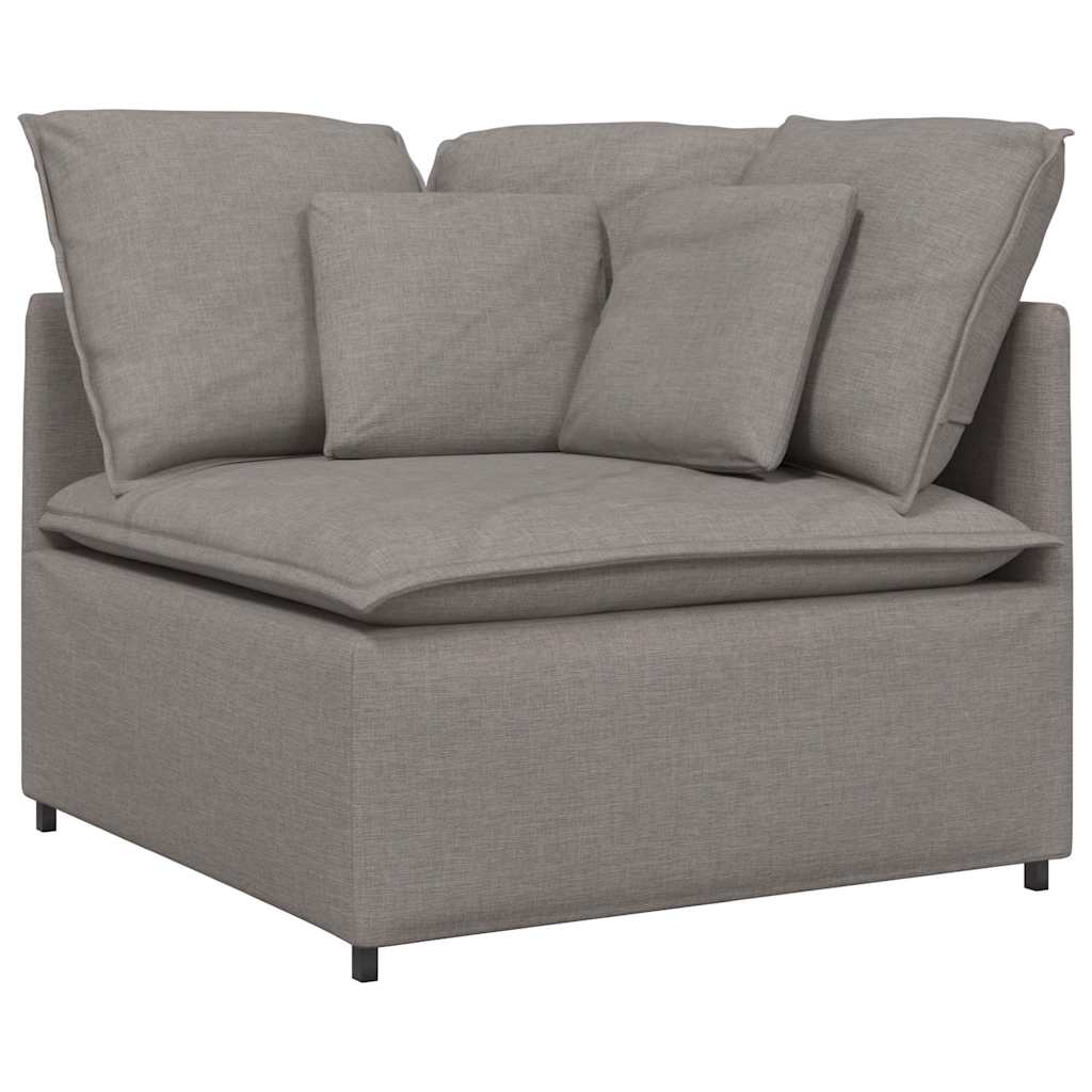 Modulaire bank met voetenbank en kussens stof taupe