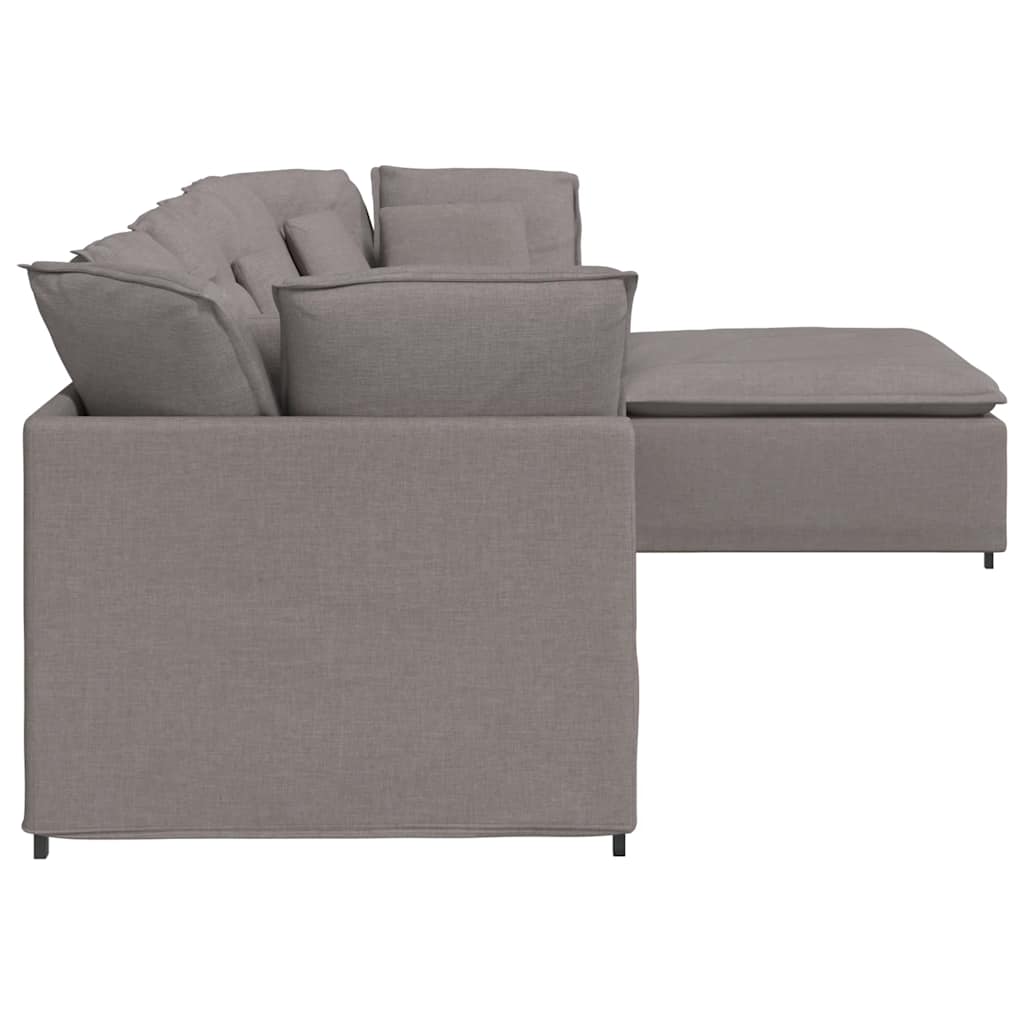 Modulaire bank met voetenbank en kussens stof taupe