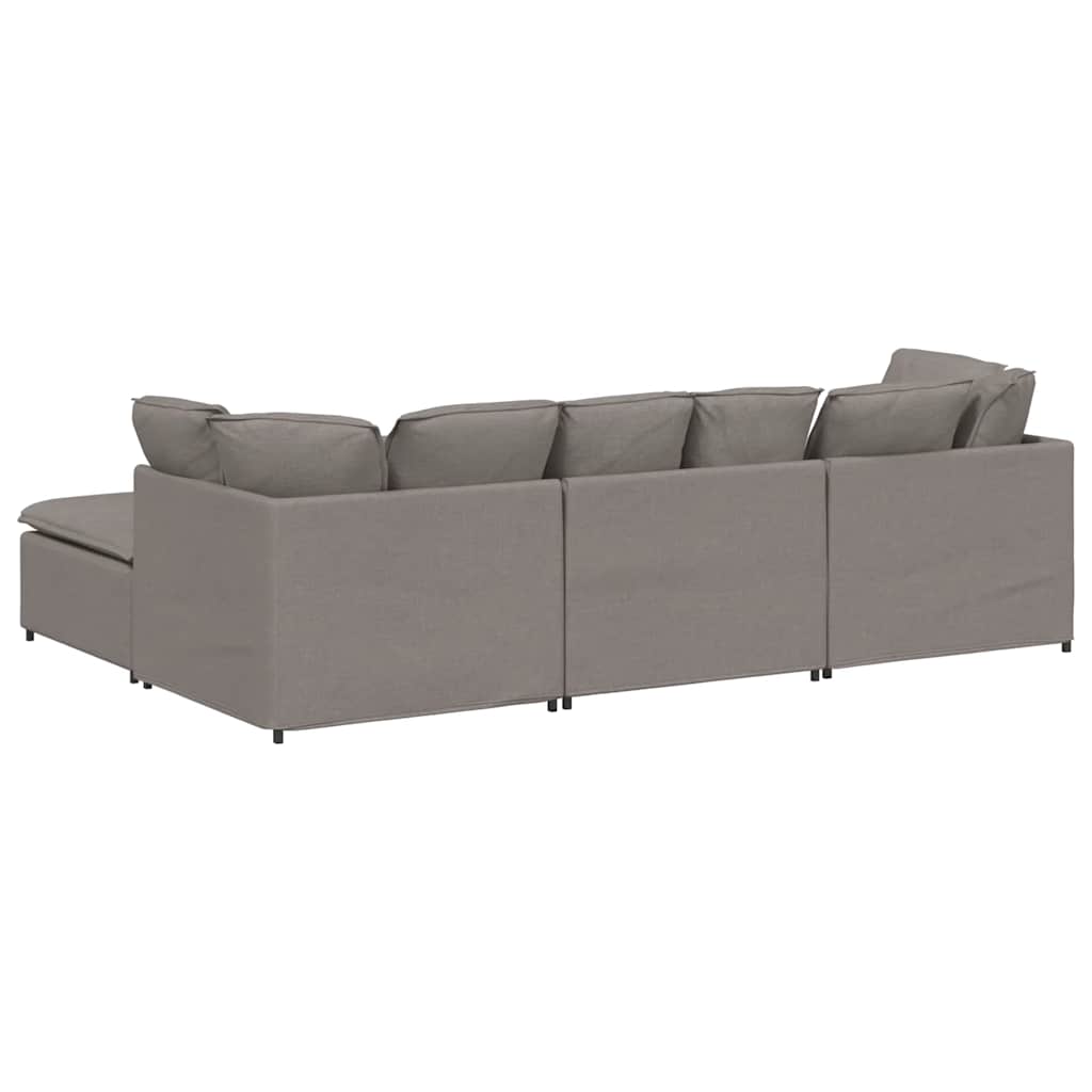 Modulaire bank met voetenbank en kussens stof taupe