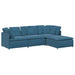 Modulaire bank met voetenbank en kussens fluweel blauw