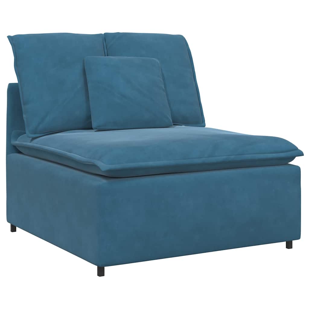Modulaire bank met voetenbank en kussens fluweel blauw