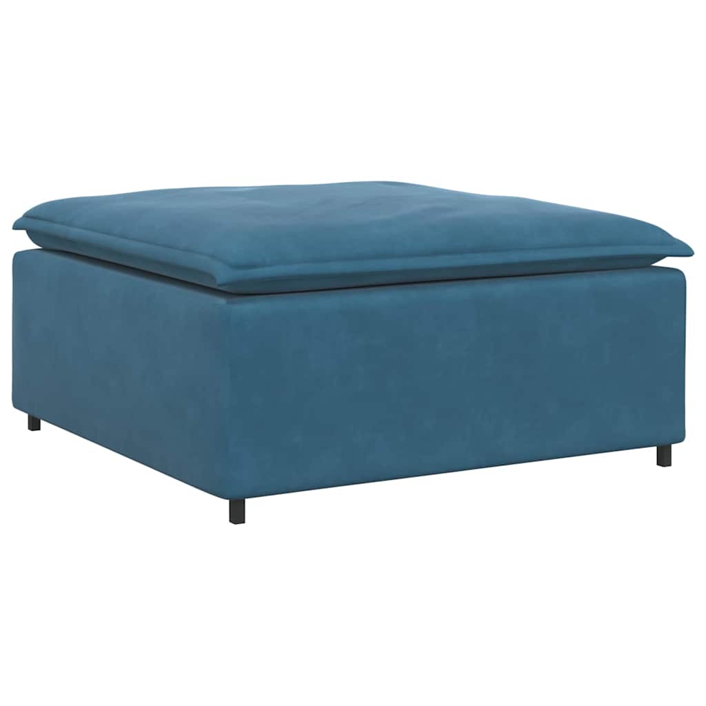 Modulaire bank met voetenbank en kussens fluweel blauw
