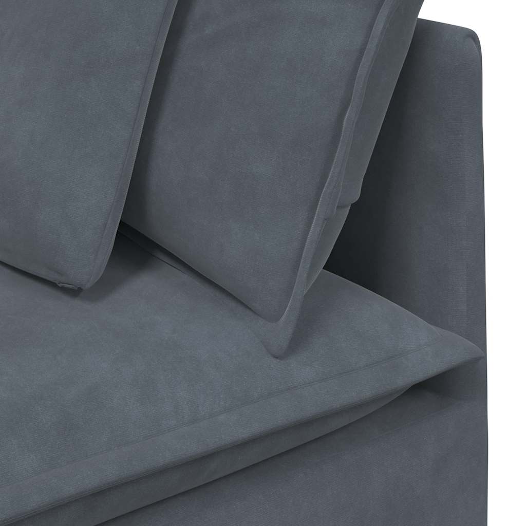Modulaire bank met voetenbank en kussens fluweel donkergrijs