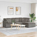 Modulaire bank met voetenbank&kussens corduroy stof lichtgrijs