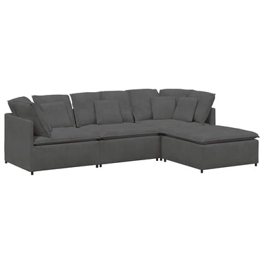 Modulaire bank met voetenbank&kussens corduroy stof donkergrijs
