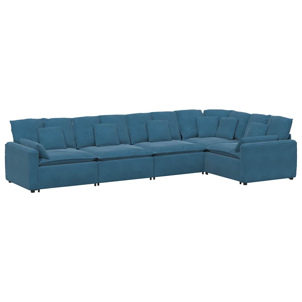 Modulaire bank met kussens fluweel blauw