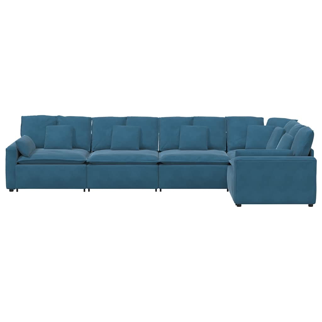 Modulaire bank met kussens fluweel blauw