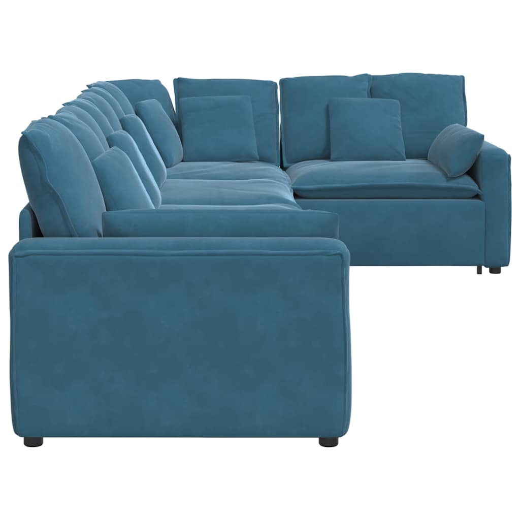 Modulaire bank met kussens fluweel blauw