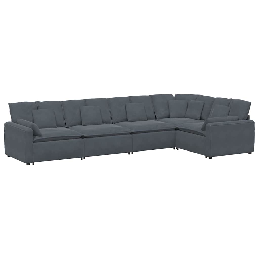 Modulaire bank met kussens fluweel donkergrijs