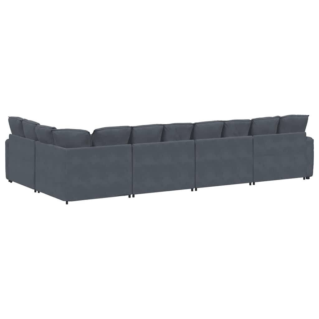 Modulaire bank met kussens fluweel donkergrijs