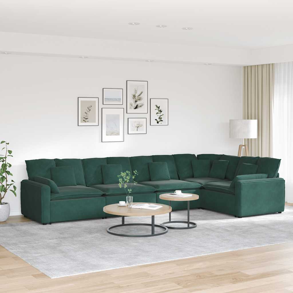 Modulaire bank met kussens fluweel donkergroen