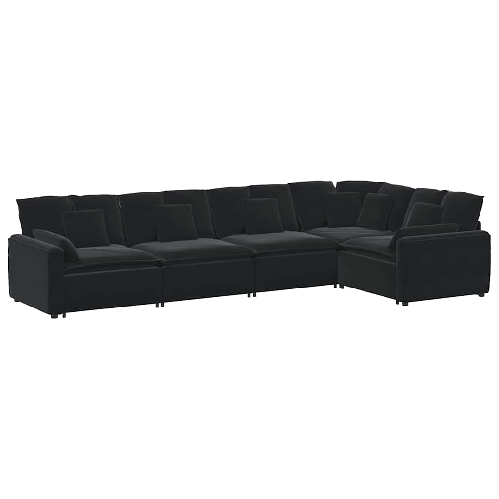 Modulaire bank met kussens fluweel zwart